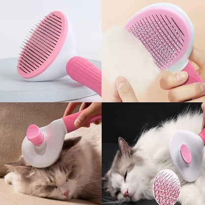7 PCS Dog Grooming Kits,Pet Shedding Brushï¼_et Self-Cleaning Brush with Pet Nail Clipper, Flea Comb and Shampoo Bath Brush