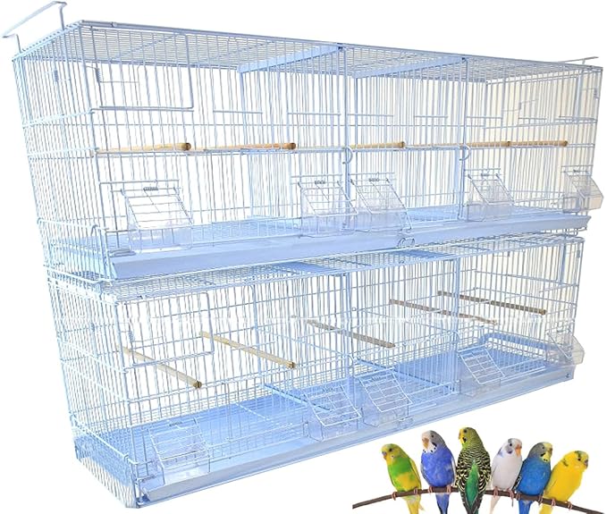 LOT of 2 Extra Large 38"x11"x15"H Stackable Breeder Bird Flight Triple Cage with Removable Double Center Divider and Breeding Nest Box Doors