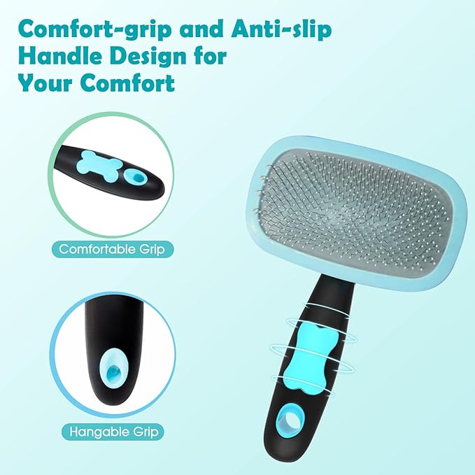 Slicker Brush, PETPAWJOY Dog Brush Gently Cleaning Pin Brush for Shedding Dog Hair Brush for Small Dogs Puppy Yorkie Poodle Rabbits Cats