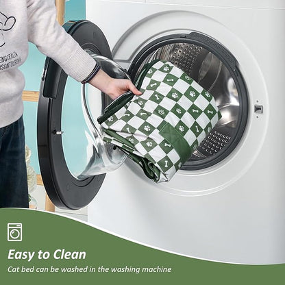 Dog House Indoor, Cozy Dog Cave Bed with Door Curtain, Cushion Mat, Removable and Washable Cover, Multi-Purpose Covered Dog Bed & Cat House for Cats and Small Dogs