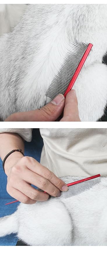 Pet Grooming Comb Rat Tail Comb Cat Hair Trimmer Combs Dog Hairstyle Comb Float Hair Removal Dematting for Cat Dogs Cat Comb Dog Comb Rounded Ends Pet Hair Comb for Home Grooming (One Size,red 1)