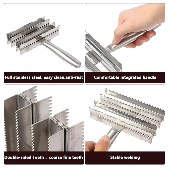 Heavy Duty Livestock Shedding Comb Dog Brush for Shedding Horse Cattle Sheep Large Pets Grooming Tool Dual-Sided Full Stainless Steel Shed Blade