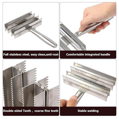 Heavy Duty Livestock Shedding Comb Dog Brush for Shedding Horse Cattle Sheep Large Pets Grooming Tool Dual-Sided Full Stainless Steel Shed Blade