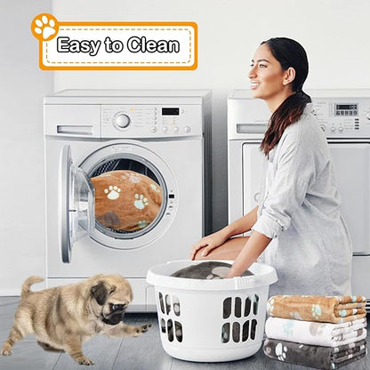 1 Pack 3 Blankets for Dogs Super Soft Fluffy Premium Fleece Pet Blanket Dogs Blankets for Dogs Flannel Throw for Dog Puppy Cat Paw Blanketï¼_rey/Brown/Whiteï¼23x16inch