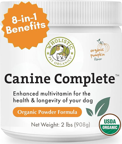 Wholistic Pet Organics Canine Complete - Dog Multivitamin Powder - 2 Lb - Daily Dog Vitamins and Supplements for Homemade Food - Immune System, Skin, Coat & Overall Health - Small and Large Breed