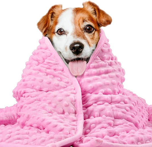 LaSyL Weighted Blanket for Pets | Thunder Blanket for Dogs Anxiety | Premium Soft Minky | Relaxation & Calming & Anti Anxiety | Used in Car, Bed, Couch | Pink, Washable Large 40" L x 47" W
