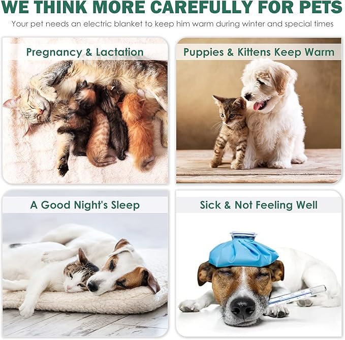 PETNF Outdoor Pet Heating Pads for Dog,Soft Electric Blanket Auto Temperature Control,Heated Mat for Dog House,Whelping Supply for Pregnant New Born Stray Feral Cat Puppy,Safe