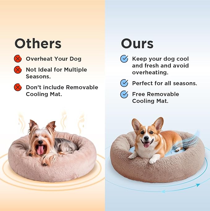 Medium Donut Dog Bed, Calming Dog Bed Washable Ideal for Small to Large Dogs and Cats & Round Dog Bed,Anti-Anxiety Multiple Sizes (Brown, Combo Medium (30" L x 30" W x 8" Th))