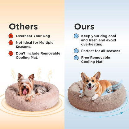 Medium Donut Dog Bed, Calming Dog Bed Washable Ideal for Small to Large Dogs and Cats & Round Dog Bed,Anti-Anxiety Multiple Sizes (Brown, Combo Medium (30" L x 30" W x 8" Th))