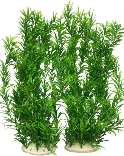 2-Pack Aquarium Plant Aquarium Decor Plastic Plants Extra Large 21 Inches Artificial Long Fish Tank Plants Tall Fish Tank Decorations Artificial Green Water Plants (Green)