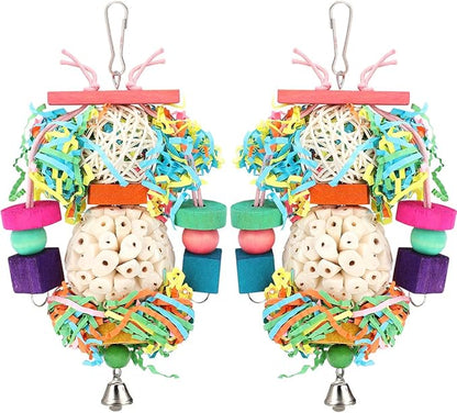 BBjinronjy Bird Toys,2PCS Hanging Natural Soft Sola Ball Beak Chew Shred Forage Toys for Parrots,Cockatiel,Conure,Love Birds,Parakeets,Budgie and Other Small Birds