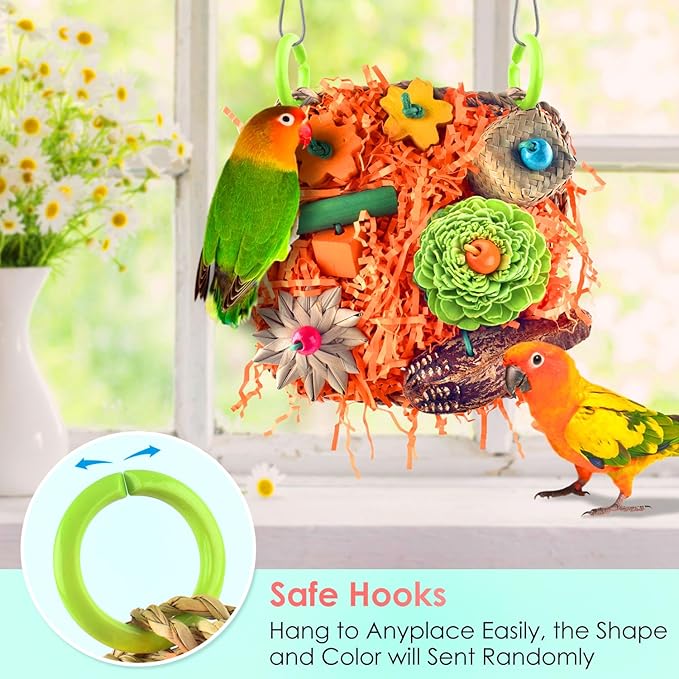 KATUMO Bird Toys, Conure Grass Mat Shredder Toys Parakeet Toys Parrot Foraging Toys for Cockatiel Conure Lovebird Parakeet Small to Medium Birds