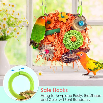 KATUMO Bird Toys, Conure Grass Mat Shredder Toys Parakeet Toys Parrot Foraging Toys for Cockatiel Conure Lovebird Parakeet Small to Medium Birds