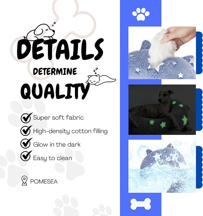 Dog Calming Pillow, Glow in The Dark Dog Put Head on, Soft Question Mark Pillows for Dogs, Kids, Adults, Washable Dog Bed Pillow, Cozy Dog Body Pillow Gifts (M Glow Blue)