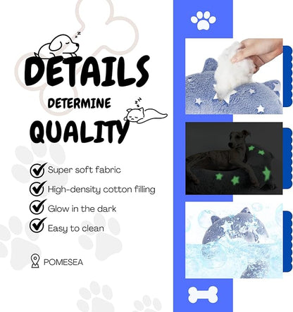 Dog Calming Pillow, Glow in The Dark Dog Put Head on, Soft Question Mark Pillows for Dogs, Kids, Adults, Washable Dog Bed Pillow, Cozy Dog Body Pillow Gifts (M Glow Blue)