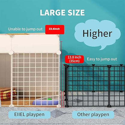 Dog Playpen Indoor with Door, 18 Panel DIY Puppy Play Pen Portable Metal Wire Yard Fence Small Animal Exercise Cage for Small-Sized Dog,Puppy, Rabbit, Guinea Pigs, Turtle,Ferret.