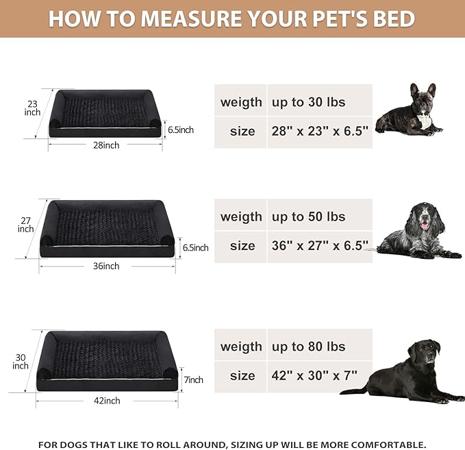 BFPETHOME Dog Beds for Large Dogs, Orthopedic Dog Bed for Medium Large Dogs,Big Waterproof Couch Dog Pet Bed with Removable Washable Cover