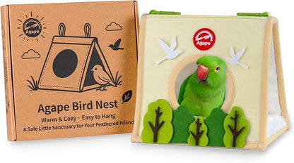 Agape Bird Nest for Bird Cages, Warm Plush Bed for Small, Medium & Large Parrots, Hanging Hammock for Parakeet, Budgie, Cockatiel, Lovebird, Conure, Bird Cage Accessories