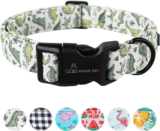 ARING PET Dinosaur Dog Collar-Cute Dog Collar for Small Dogs, Adjustable Comfortable Cotton Boy Dog Collars for Small Medium Large Dogs, Small
