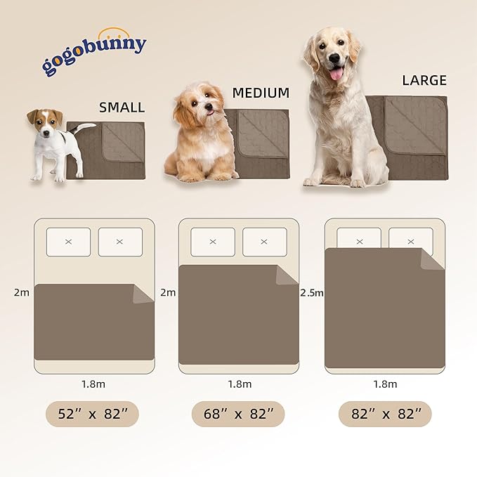 gogobunny 100% Double Sided Waterproof Dog Blanket Soft Pet Bed Cover Reversible Protect Furniture Couch Sofa Car for Puppy Cat Kids (Dark Walnut/Light Walnut, 82x82 Inch (Pack of 1))