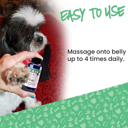 Pup Oils Sick Pup Essential Oil for Dogs - Soothes Upset Stomachs & Vomiting - Organic Calming Oils - Probiotics & Digestive Enzymes for Pet Gut Health - Dog Stomach Relief Probiotic Supplement - 1 oz