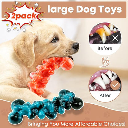 Large Dog Chew Toys: 2 Pack Dog Toys for Aggressive Chewers - Super Chewer Dog Toys for Large Dogs - Tough Dog Chew Toys - Indestructible Dog Toys for Medium, Large Dogs