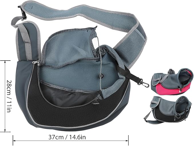 Dog and Cat Sling Carrier, Outing Breathable Shoulder Pet Dog Carrier, Travel Mesh Outdoor Safe Pet Papoose Bag, Soft Pouch and Tote Design Single Comfort Sling Handbag Tote Pouch for Travel (Black)