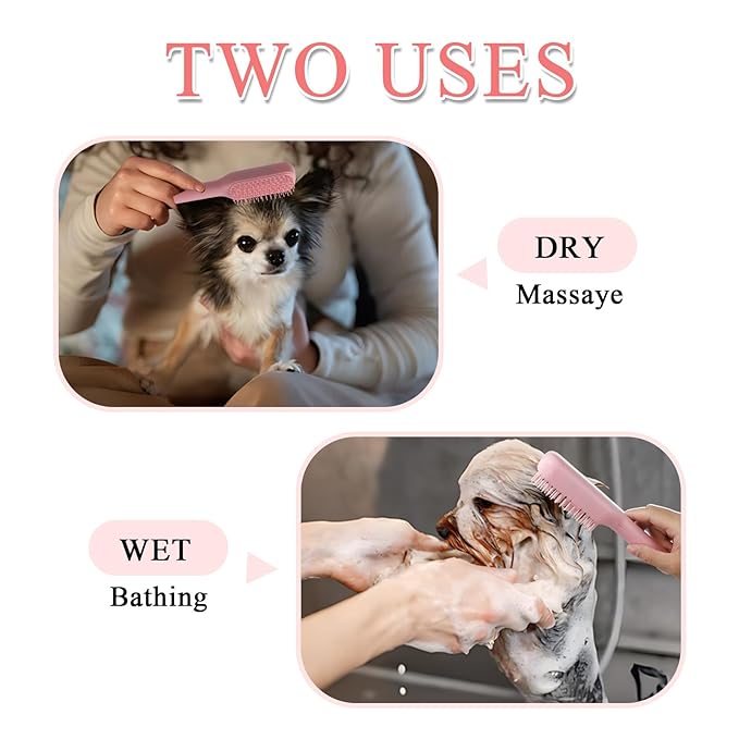 3 Pcs Puppy Brush for Small Dogs, Scalable Grooming Brush,Suitable for Small Dogs Cats Rabbits of All Hair Types (Pink)