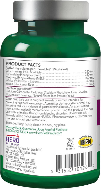 Vet’s Best Aches + Pains Dog Supplement, Vet Formulated for Dog Occasional Discomfort and Hip and Joint Support, 50 Chewable Tablets