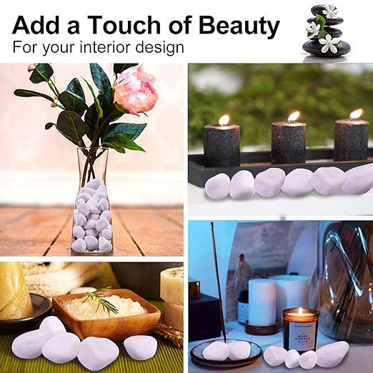 10Ib Snow White River Rock-Decorative Stones-Pebbles for Indoor Plants-Rocks for Outdoor Landscaping 1-2 inch High Polished Stones for Aquarium, Home Decor,Garden Decor