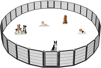 Dog Playpen Outdoor, 32" Height 30 Panels Pet Fence with Low Threshold Full Gate, Large Dog Fence Outdoor for Yard, Heavy Duty Pet Playpen Metal Play Pen Fence for RV Camping