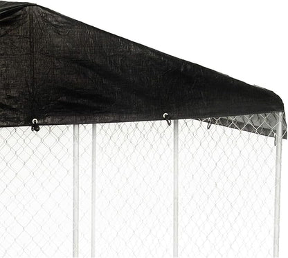 10 by 10 Feet Black Extra Large All Season Outdoor Waterproof Fully Enclosed Dog Run Kennel Cover with Sturdy Elastic Cords