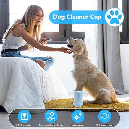 Dog Washer, Electric Dog Foot Washer with Two Speeds, Portable USB Rechargeable Dog Cleaner Cup, Automatic Cleaner for Dogs Small Medium Large Cats (Built in 600mAh Battery) (Blue)