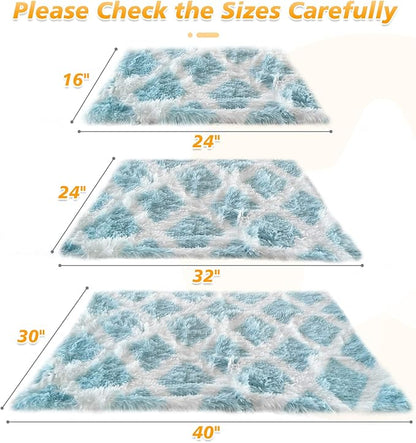 PJYuCien Fluffy Fleece Calming Pet Throw Blanket, Super Soft and Warm for Indoor Cats and Dogs, Small 16 * 24", Machine Washable, Blue Diamond Pattern, White Puppy Blanket