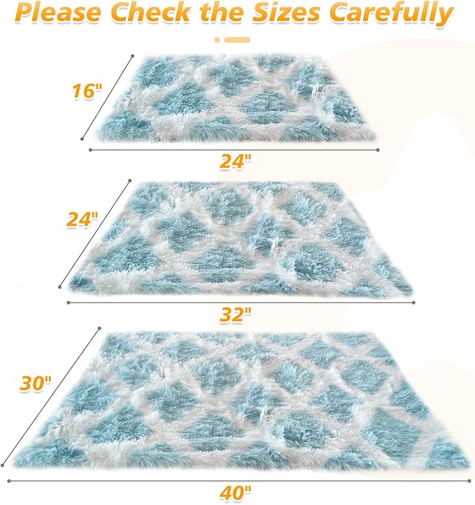 PJYuCien Fluffy Fleece Calming Pet Throw Blanket, Super Soft and Warm for Indoor Cats and Dogs, Large 30 * 40", Machine Washable, Blue Diamond Pattern, White Puppy Bed