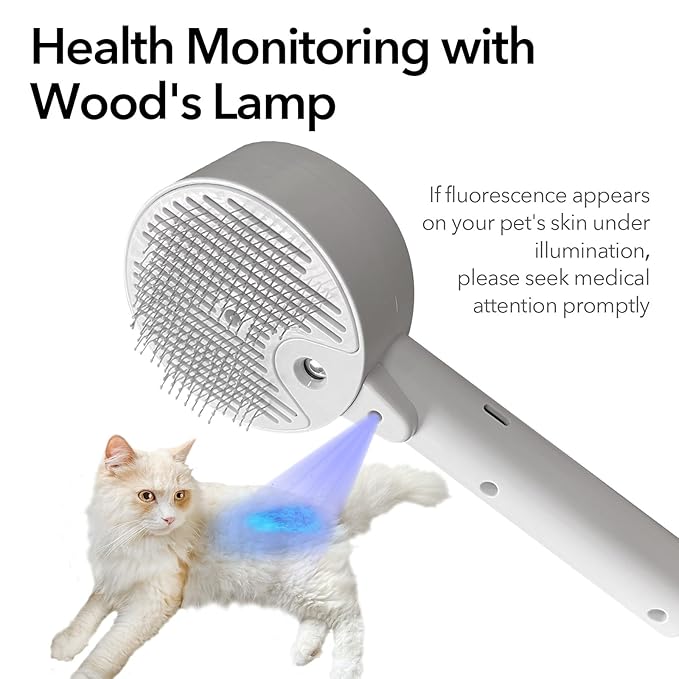 Donut 2-Gear Pet Steam Slicker Brush With UV, 4-in-1 Detangler Spray Dematting Brush For Shedding, Hair Remover With Release Button. For Indoor Long Or Short Hair Dogs, Cats, Rabbits. (Pink)