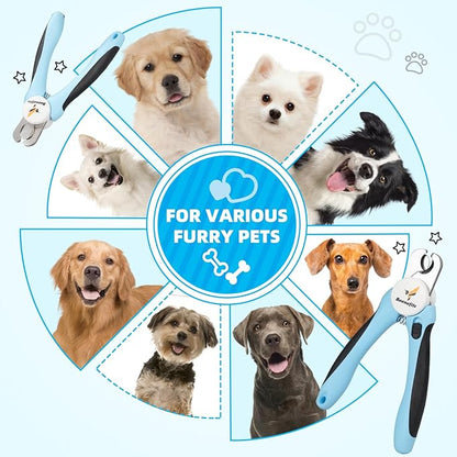 Large Dog Nail clippers with Sharp Stainless Steel Blade for Smooth Cutting, Ergonomic TPE Handle Special Baffle to Avoid Flying Nail Fragments, Hidden Nail File (Large/Medium)