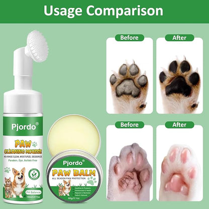 Dog Paw Cleaner, No-Rinse Pet Paw Cleanser for Dogs Large Medium Small XL Breed, Dog Paw Balm for Repairs Dry Cracked Paws, Dog Paw Protector Kit for Pet Foot Washer Care