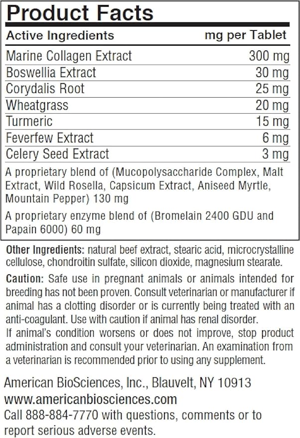 American BioSciences DGP, All-Natural Joint Supplement for Dogs - Joint Support with Turmeric, Boswellia Extract & More - Quick Effect for Pet Mobility Support - 180 Chewable Tablets (Pack of 3)