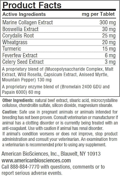 American BioSciences DGP, All-Natural Joint Supplement for Dogs - Joint Support with Turmeric, Boswellia Extract & More - Quick Effect for Pet Mobility Support - 180 Chewable Tablets (Pack of 3)