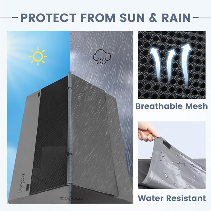 42 Outdoor Dog House for Large Breeds, Durable Large Dog Shelter with Weatherproof 600D PVC Canopy, Breathable 2x1 Textilene Fabric Elevated Dog Bed, XL Dog Kennel for Outside Use