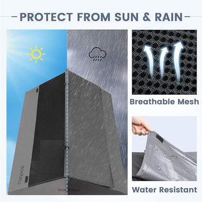 42 Outdoor Dog House for Large Breeds, Durable Large Dog Shelter with Weatherproof 600D PVC Canopy, Breathable 2x1 Textilene Fabric Elevated Dog Bed, XL Dog Kennel for Outside Use