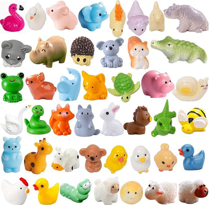 46pcs Mini Resin Animal Styles Tiny Resin Animals