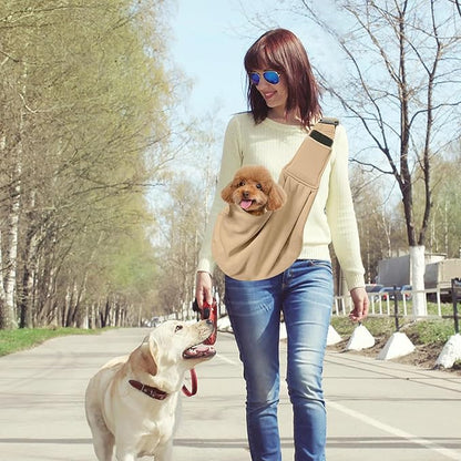 Small Dog Sling Cat Carrier Adjustable Strap Hands Free Pet Puppy Travel Bag Backpack Large Capacity Dog Carrying Bag with Side Pockets for Cats