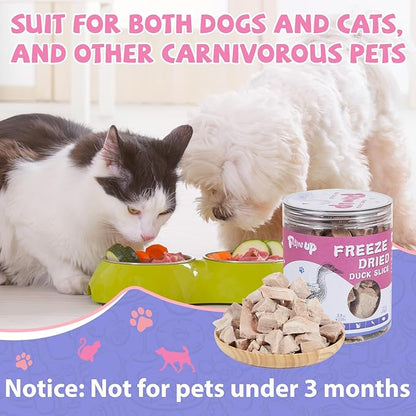 Freeze Dried Duck Treats for Cats Dogs, Freeze-Dried Raw Food Topper, High Protein, Gluten&Grain Free, Rawhide Free, 3.8 oz