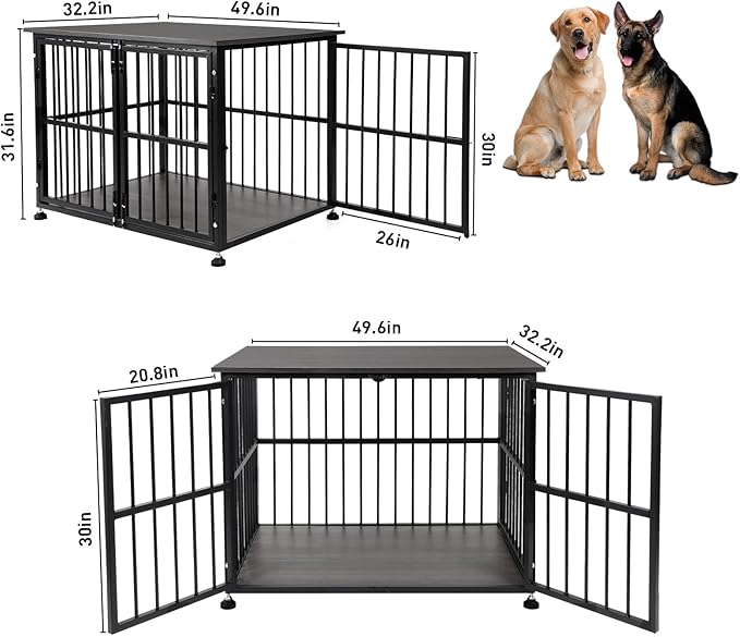 48 Inch Heavy Duty Dog Crate Furniture for Extra Large Dogs, Decorative Pet House End Table, Wooden Cage Kennel Furniture Indoor, XL XXL Dog Crate, Black