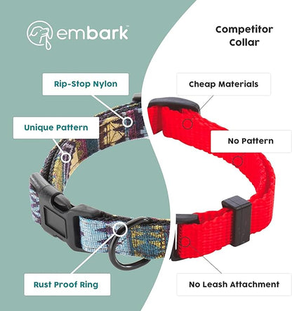 Embark Urban Dog Collar  Dog Collar Stylish & Durable Nylon Dog Collar for Large Dogs, Small Dogs & Medium Dogs.Comfortable Pet Collar Strong Buckles for Any Size Breed (Azure, Large)