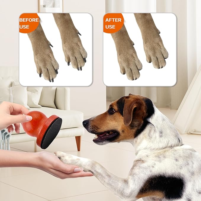 Dog Nail File Dog Scratch Board for Nails Wooden Handicraft Cat Dog Nail Scratch Pad with 4 Pcs Replaceable Sandpaper Dog Trainning Accessories Stress Free Nail Filing for Dogs(Caramel)