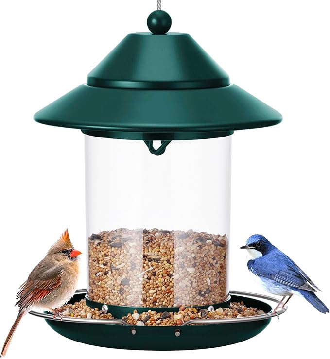 Bird Feeders for Outdoors, Chew Proof Metal Hanging Bird Feeder, Wild Birdfeeders for Outside Garden Yard Decoration Viewing Cardinal Finch