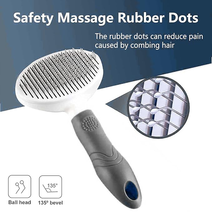Cat Self Cleaning Slicker Brush, Pets Skin Friendly Cat Brush for Dogs Cats Grooming Brush Tool Easy to Remove Loose Undercoat, Mats Tangled Hair Slicker Massage Cats Dogs Brush - Upgraded
